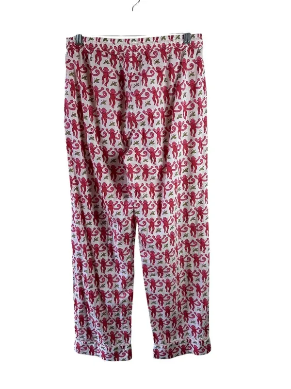 Roller Rabbit Pink Monkey Print Cotton Pajama Set Size S Button Front - Image 7