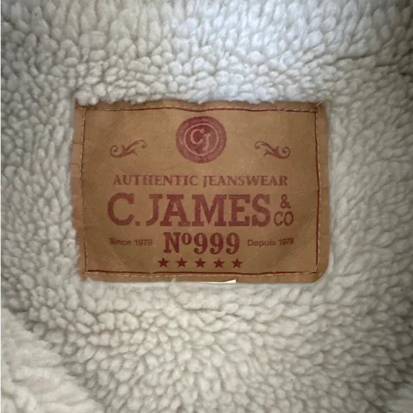 C. James & Co - Sherpa Lined Sleeveless Denim Vest in Blue & Off White - Image 2