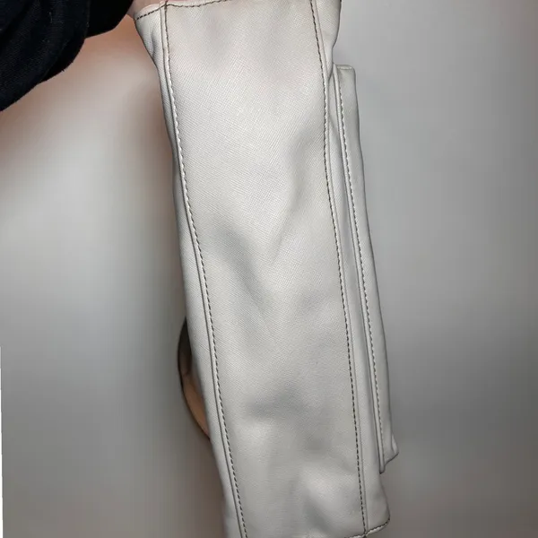 Nine West Light Gray Faux Leather Tote‎ Bag with Scarf Accent - Image 6