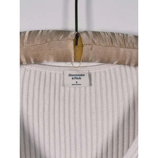 Abercrombie & Fitch Ribbed Cardigan Pearl Button S Ivory Preppy Old Money Y2K - Image 4