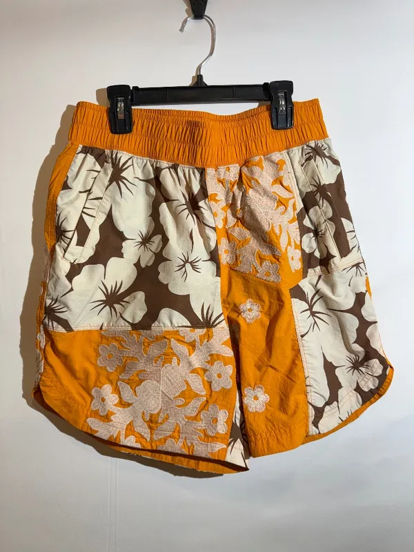 NWT! FP Movement Orange Brown Floral Drawstring Athletic Running Shorts Size S - Image 3