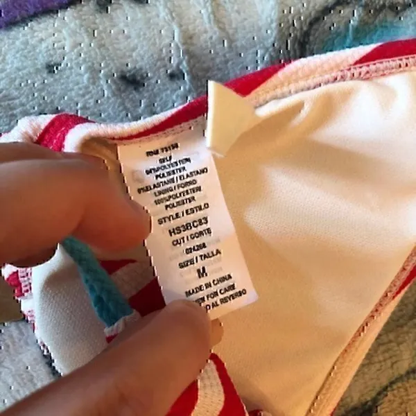NEW NWT HOBIE Red White Triangle Padded Halter Bikini Swimsuit Swimwear Swim Top - Image 5
