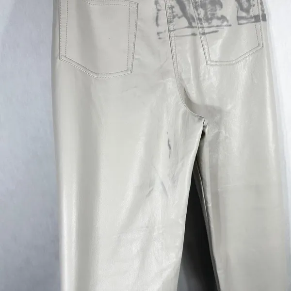 Wilfred Size 10 Faux Leather Pants‎ White Straight Solid High Rise Flawed 1692 - Image 7