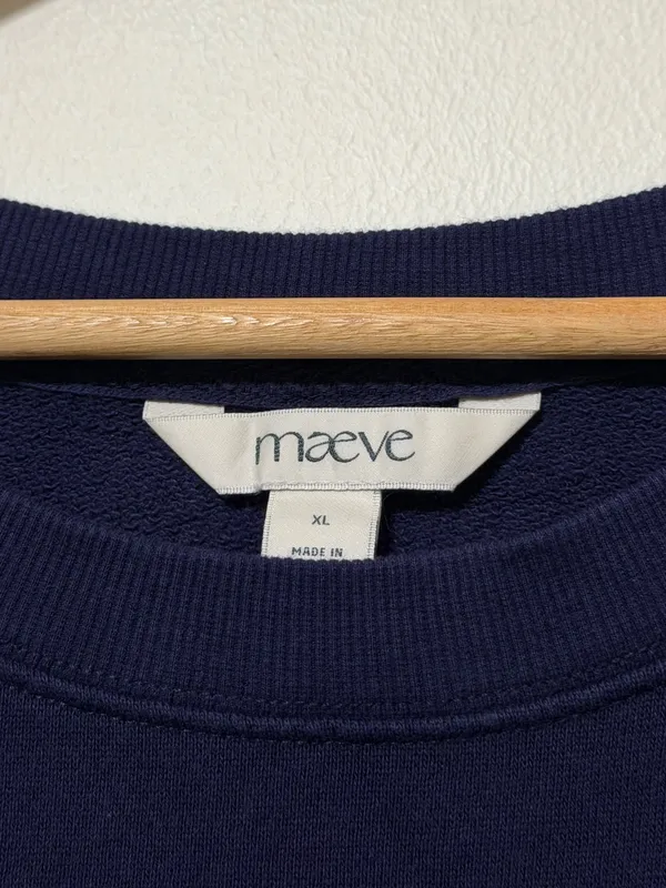 Anthropologie Maeve Puff-Sleeve Sweatshirt Tee in Navy Size XL Top - Image 3