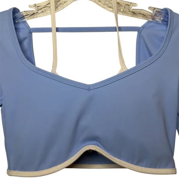 Nova‎ Sport Blue Long Sleeve Crop Top Open Back Athletic Activewear Too Sz Small - Image 3
