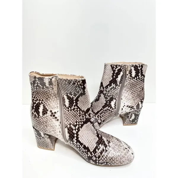 Chinese Laundry Snakeskin Print Block Heel‎ Ankle Boots Grey Black Size 6 - Image 4