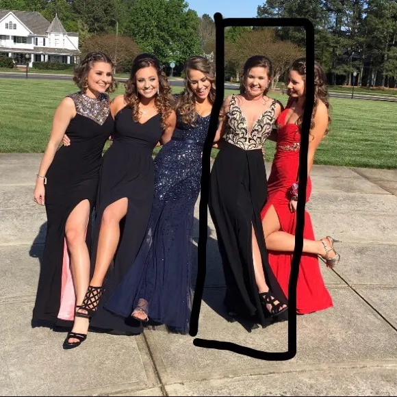 Jovani Black Plunging Embellished Prom Dress - Image 3
