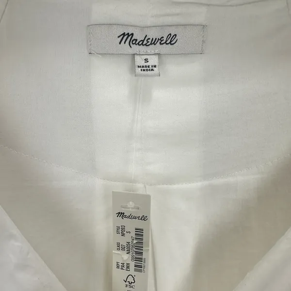 Madewell V Neck Mini Shirtdress Poplin Cotton White Pockets Relaxed Shift S NWT - Image 8