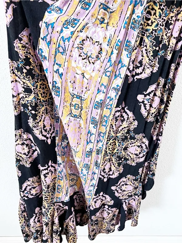Free People Intimately That Moment Boho Vintage Inspired Black Floral Maxi Dress - Image 5