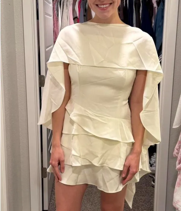 Miss rosier dress Lyna white satin ruffle dress - Image 3
