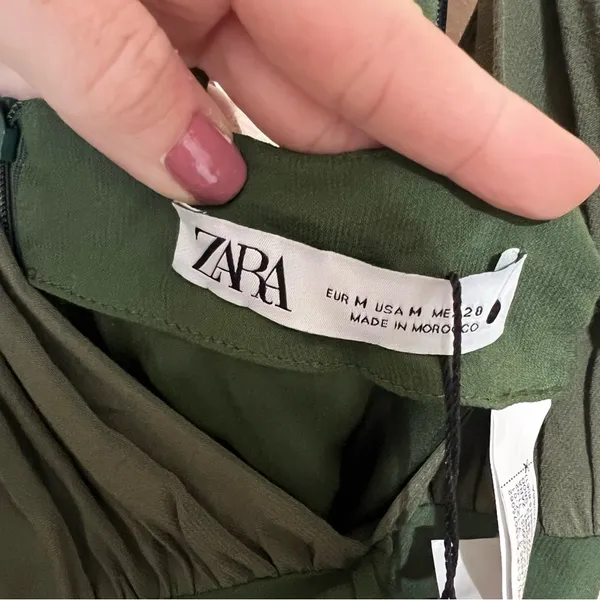 ZARA Green Patchwork Asymmetrical Mini Dress Cocktail Fairy Whimsy Boho Sz Medium NEW - Image 7