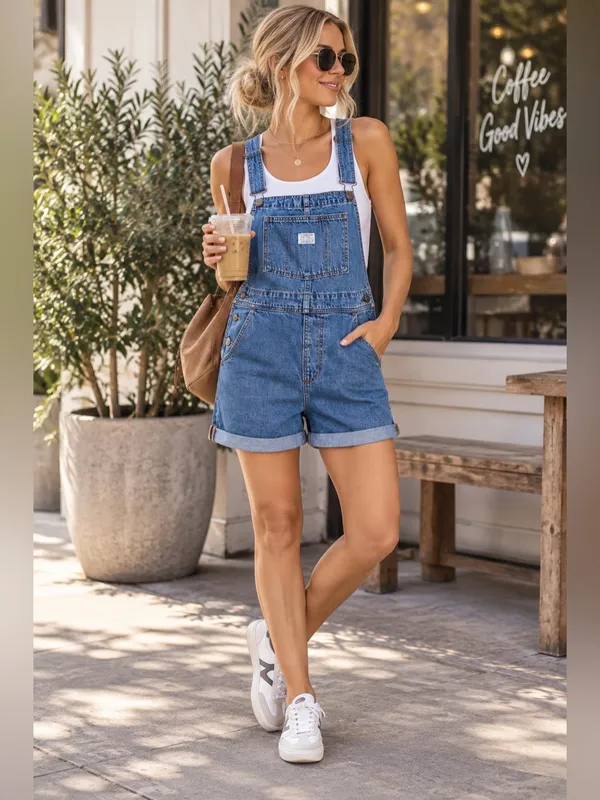 Levi’s premium vintage inspired overalls shorts medium wash medium - Image 2
