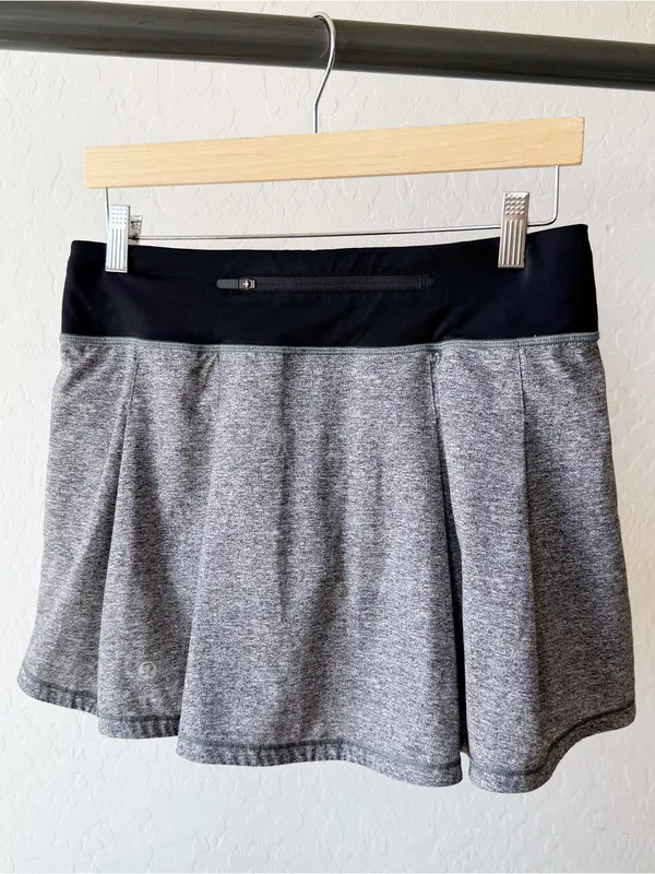 Lululemon Pace Rival Skirt Gray Space Dye Black Waistband Skort - Image 3