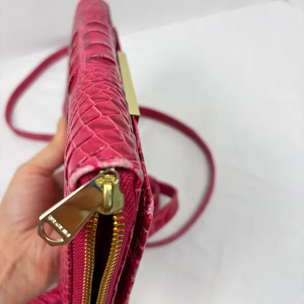 Brahmin Phlox Pink Minuette crocodile crossbody purse mild wear. flap zip pocket - Image 10