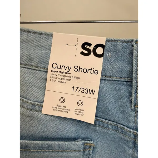 SO Curvy Shortie Jean Shorts Sz17/33W(NWT, Super High Rise) - Image 3