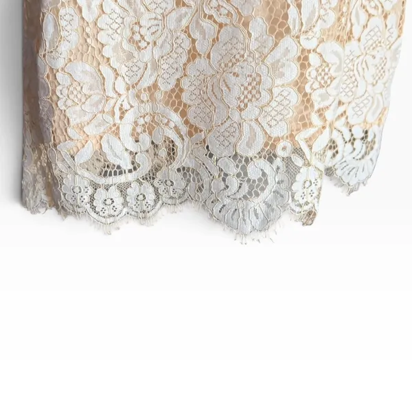 Dress Forum L Ivory Lace Open Back Cocktail Occasion Dress Wedding Halter Mini - Image 11