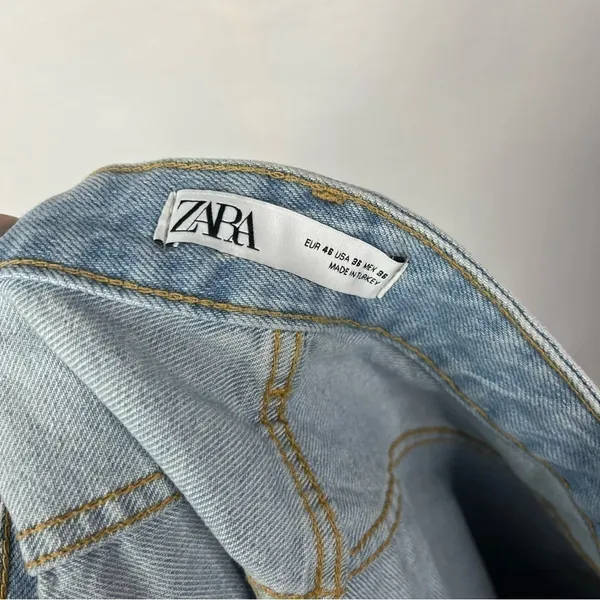 Zara Light‎ Wash Distressed High Rise Jean Shorts 14 - Image 5