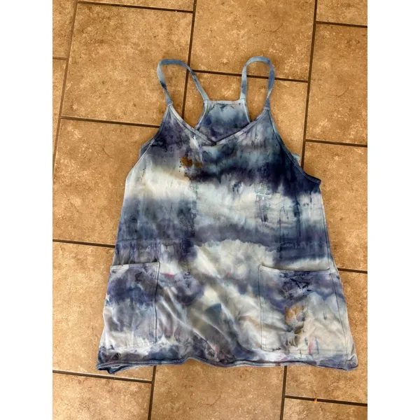 FP Movement Free People Tie Dye Active Dress Blue Purple Racerback Pockets Large - Image 5