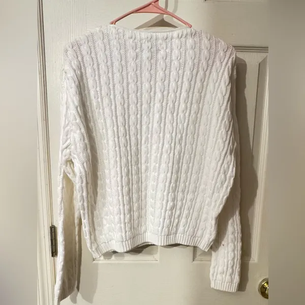 L.L. Bean Women's Cream Cable Knit Sweater - Image 2