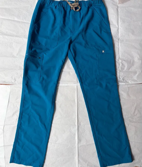 FIGS Blue V-Neck Scrub Top and Straight-Leg Pants Set - Image 5