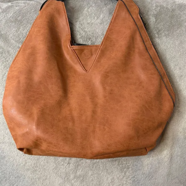Reversible Vegan Leather Hobo Bag Black Brown Colorblock Slouchy Minimalist BOHO - Image 16