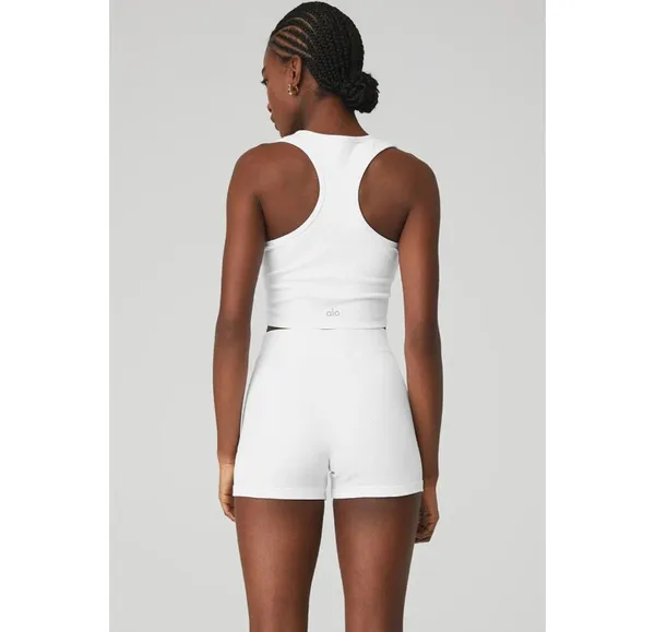 Alo GODDESS RIBBED HIGH-WAIST HOT SHORT WHITE Large NWT ( sold out) - Image 4