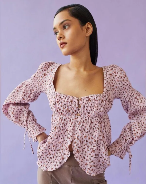 Urban Outfitters NWOT Allie Tie Sleeve Sleeve Blouse Floral Print Size S - Image 6