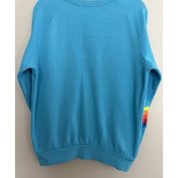 Aviator Nation Lightning Bolt Neon Chevron 5 Stripe Crew Sweatshirt Size Medium - Image 6