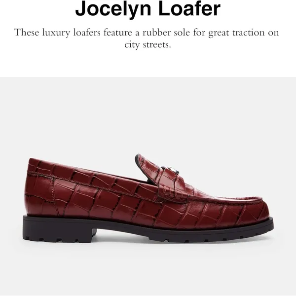 Coach Jocelyn Croc Embossed Dark Ruby Red Leather Slip On Penny Loafers Flats - Image 2