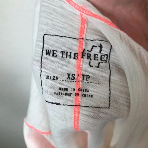 Free People We the Free‎ neon tangerine stitch cotton tank top XS - Image 6