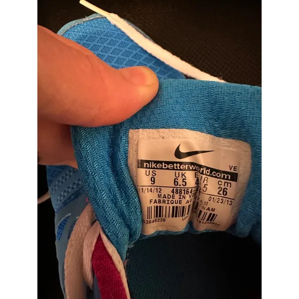 Nike Lunarlon‎ Running Shoes Blue Silver Hot Pink White 488164-400 Womens Sz 9 - Image 9