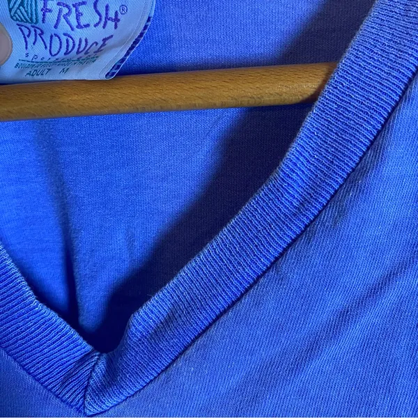 Fresh Produce Blue V-Neck Tee size medium granola casual‎ "palm dessert , ca" - Image 3