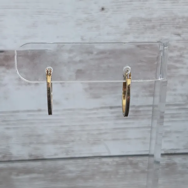 Vintage Earrings For Pierced Ears - Dainty Dull Gold Tone Elongated Hoops - Image 2