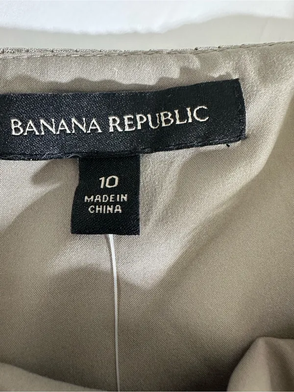 Banana Republic Metallic Silver Pleated Midi Dressy Womens Sz 10 - Image 6