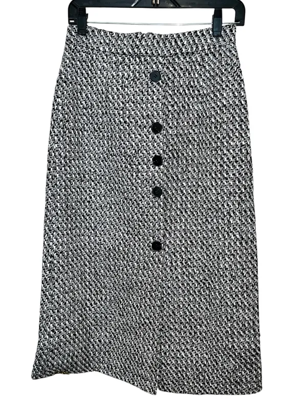 Commense Button Front Tweed Maxi Skirt Black White Small NWT Sold Out - Image 7