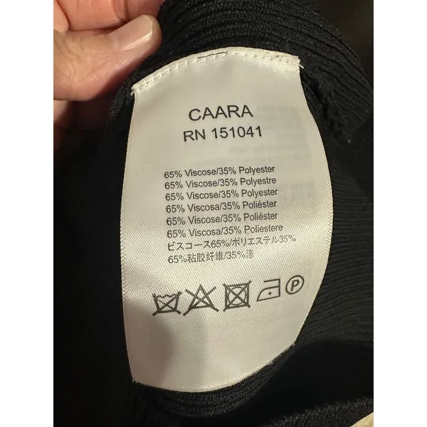 CAARA Black Ribbed‎ Knit Bell Sleeve Sweater Slightly Cropped Top Size S - Image 7