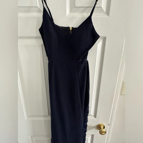 Betsy & Adam Lace-Inset formal maxi gown dress - navy blue size 2 - Image 4