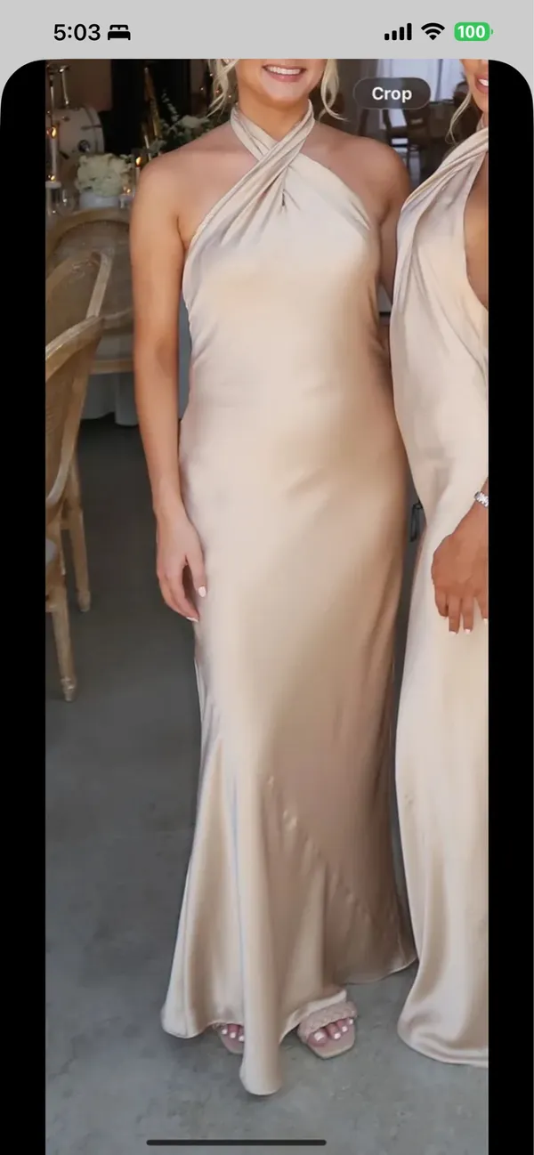 Show Me Your Mumu Jasmine Halter Maxi Bridesmaid Dress Champagne S - Image 3