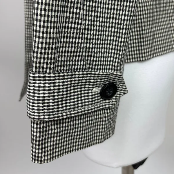 Halogen Black White Gingham Check Double Breasted Tie Belt Trench Jacket Sz XS - Image 5