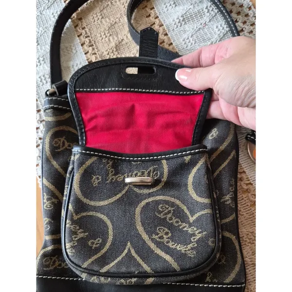 Y2K Dooney & Bourke signature heart monogram Flap canvas crossbody bag purse - Image 3