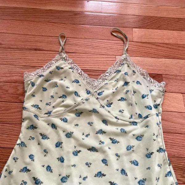 Wild Fable Floral Lace Cami Babydoll Slip Dress Medium Green Floral Coquette Cottagecore - Image 3
