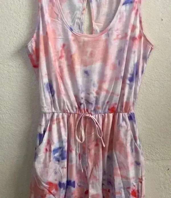 🆕Lightweight Lavender Peach Tie Dye Romper M🆕 Orange Size M - Image 9