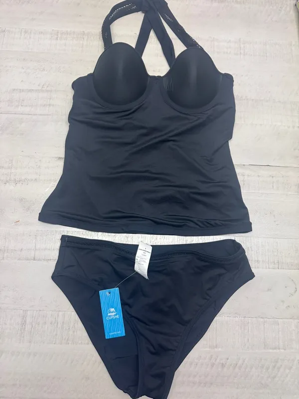 Cupshe Black Crossback Tankini Top & Standard Bottoms Set - Image 9