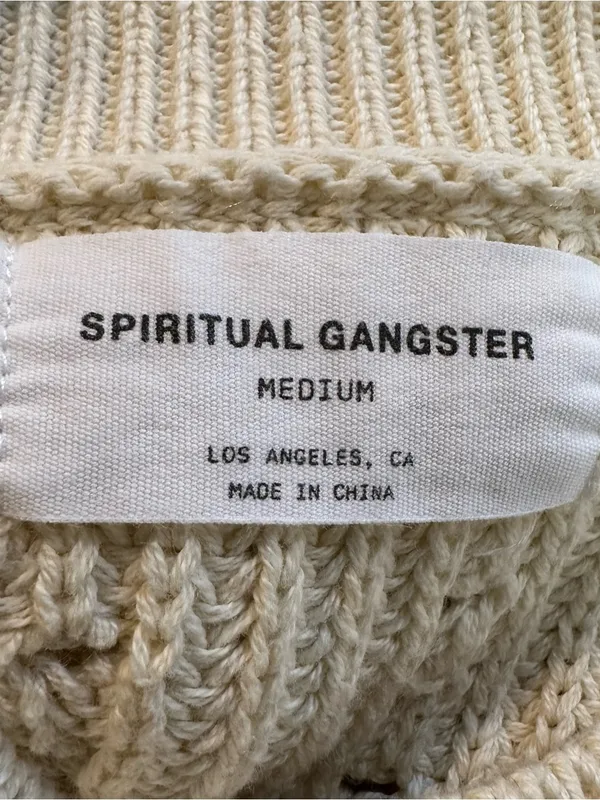 Spiritual Gangster Cream Cotton Cashmere Harper‎ Women's Cropped Sweater Size M - Image 8