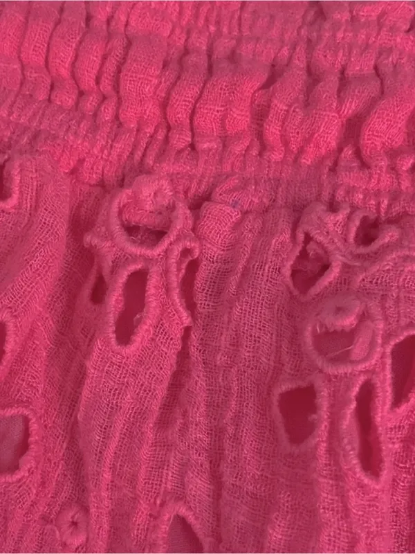 New Free People One Perla Pink Eyelet Lace Off The Shoulder Top L - Image 8
