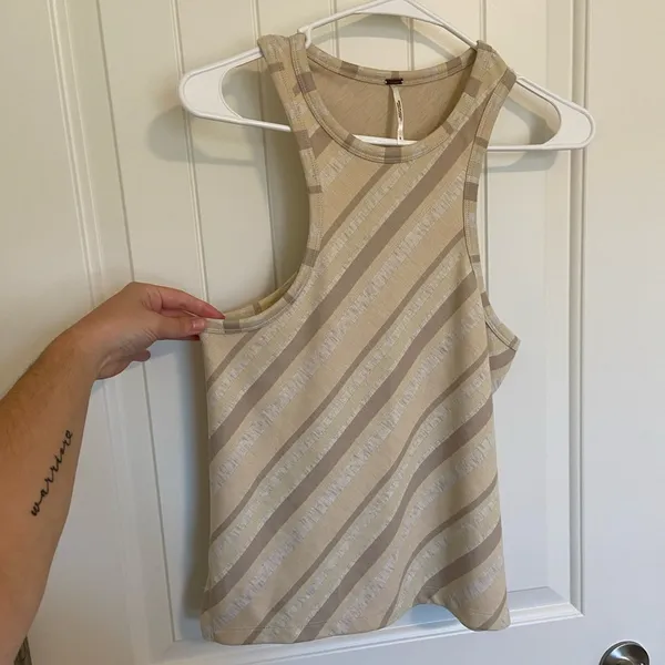 EUC | Free‎ People women’s striped high neck cut tank top — small - Image 2