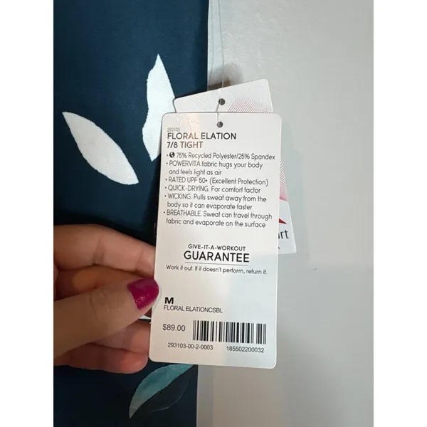 NWT Athleta teal floral Elation 7/8 leggings - Image 3
