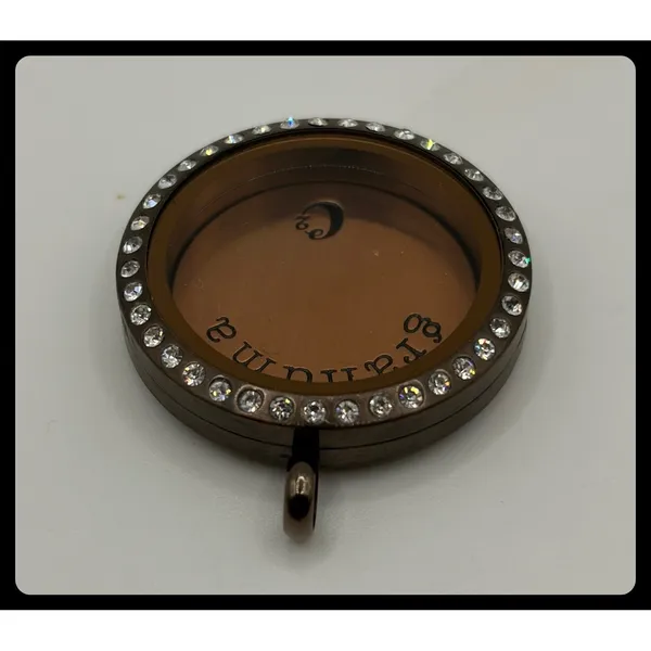 Origami Owl‎ Floating Locket Pendant Medium Brown Crystal Grandma Plate - Image 2