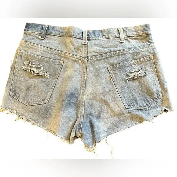 VTG Orange Tag Levi’s Denim Cutoff Shorts 35” Waist Relaxed Western Grunge - Image 2