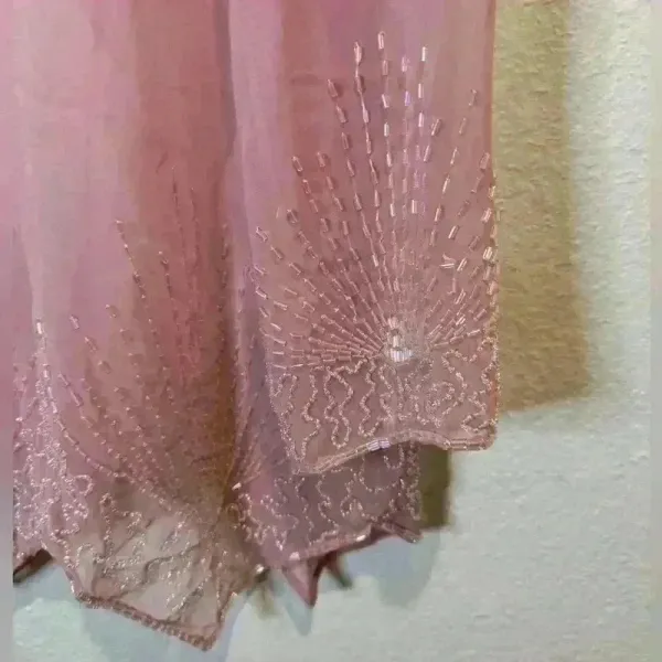 Vintage Jack Bryan Pink Sheer Beaded‎ Top Size M - Image 4
